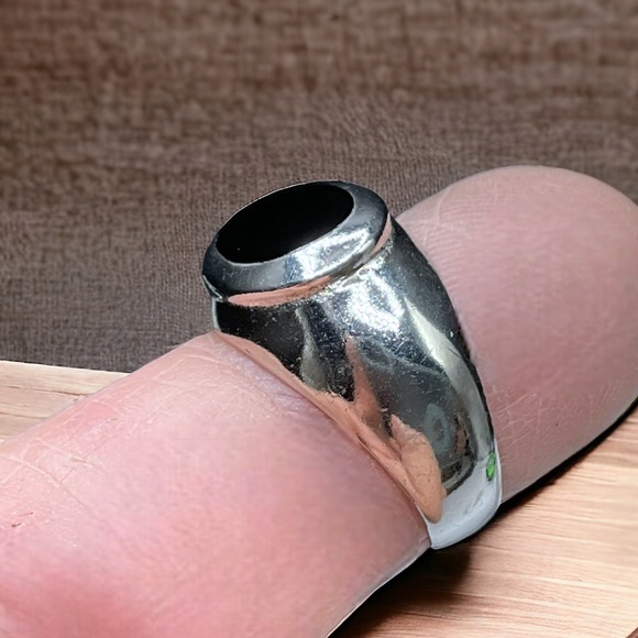 🌺Vintage Sterling & Onyx Ring - Picture 4 of 11